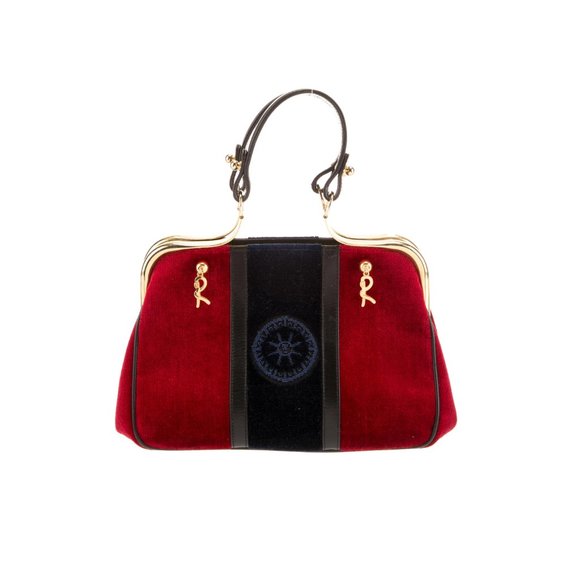ROBERTA DI CAMERINO red velvet handle bag - Picture 1 of 4